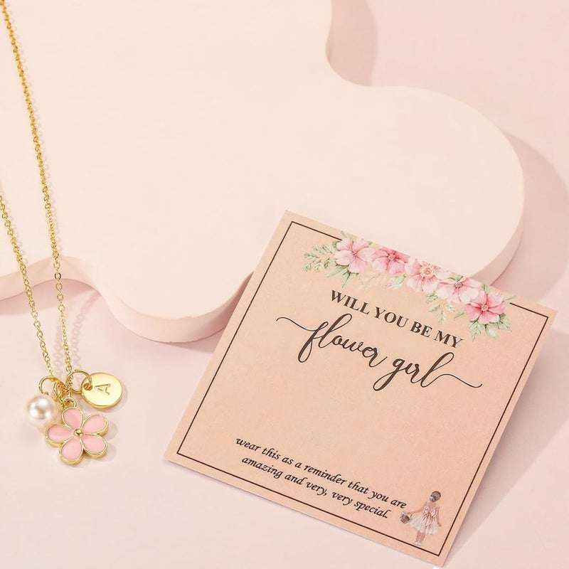 ELLEZZA Valentines Day Gifts for Kids-Flower Girl Gift,Initial Letter Necklace for Flower Girl,14K Gold Plated Proposal Gifts on Wedding Bridal Party - Image 4